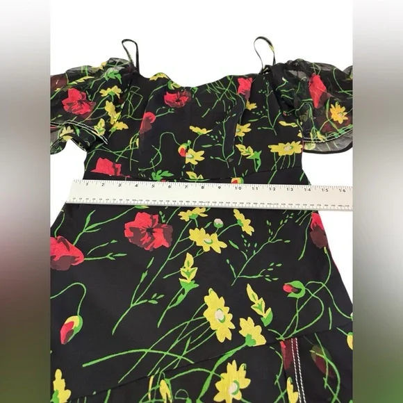 Jason Wu Grey Off-ShoulderFloral-Print Silk Chiffon Dress 4$595